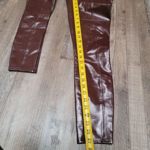 Spanx Faux Patent Leather Leggings Medium Burgundy Red - Picture 7 of 8